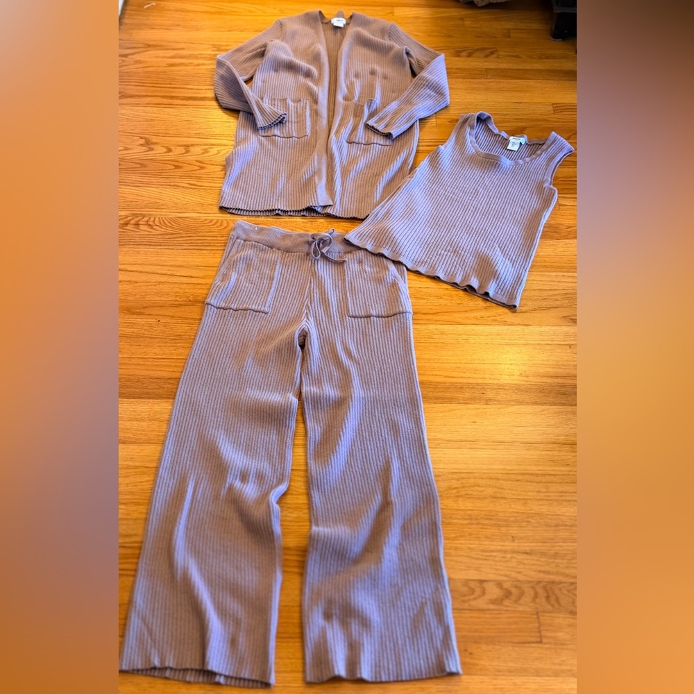 Comfy Mauve 3-piece Wide Leg Cozy Athleisure Set
